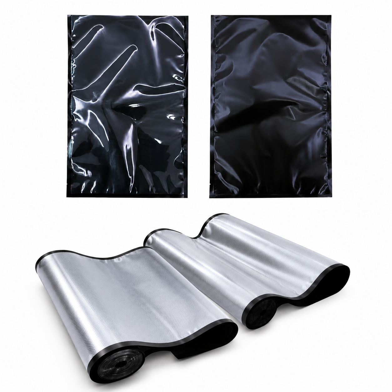 Schwarze Vakuumrolle 30 × 600 cm – Struktur-Vakuumfolie 120 µ Schwarz/Transparent