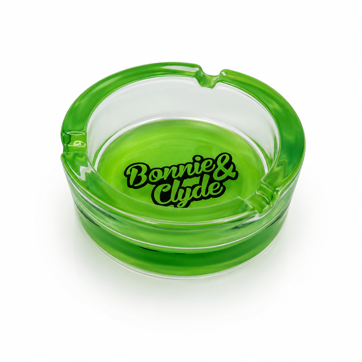 Bonnie & Clyde Glas-Aschenbecher Grün | Dickes Glas 8,5 cm