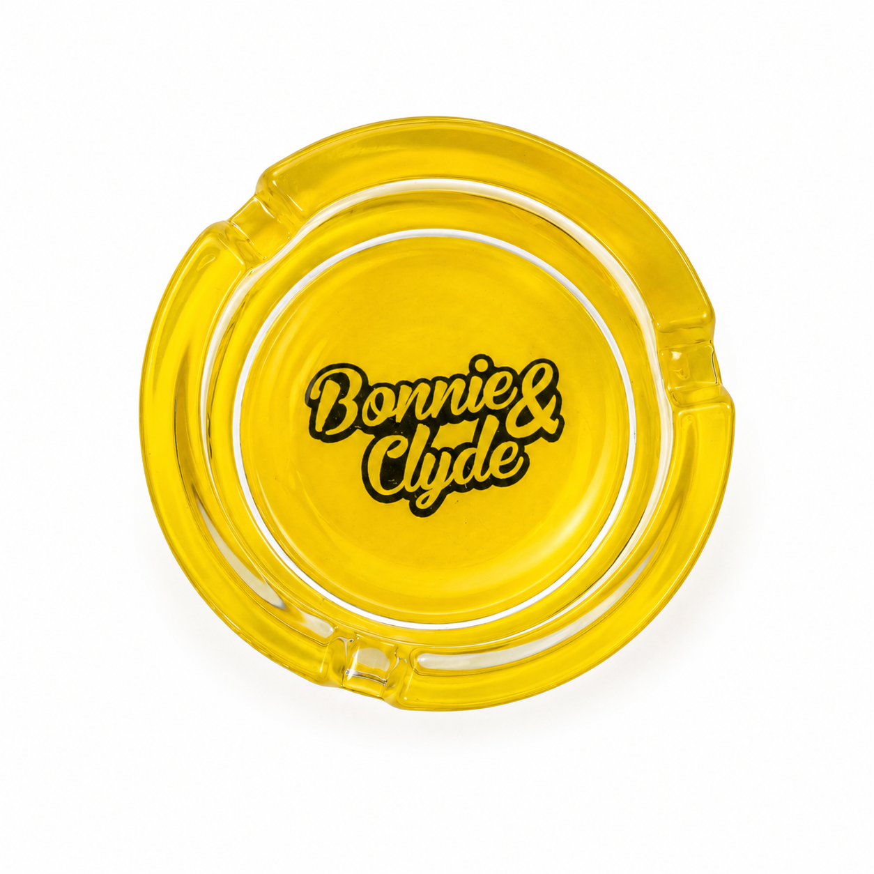 Bonnie & Clyde Glas-Aschenbecher Gelb – Dickwandiger Glasaschenbecher