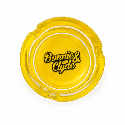 Bonnie & Clyde Glas-Aschenbecher Gelb – Dickwandiger Glasaschenbecher