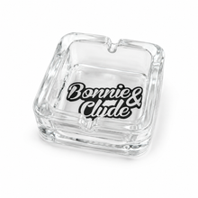 Quadratischer Glasaschenbecher 9 × 9 cm Transparent | Bonnie & Clyde
