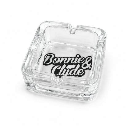 Quadratischer Glasaschenbecher 9 × 9 cm Transparent | Bonnie & Clyde