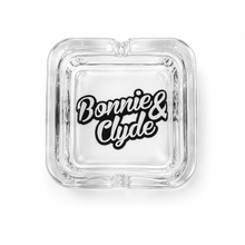 Quadratischer Glasaschenbecher 9 × 9 cm Transparent | Bonnie & Clyde