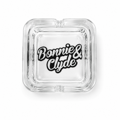 Quadratischer Glasaschenbecher 9 × 9 cm Transparent | Bonnie & Clyde