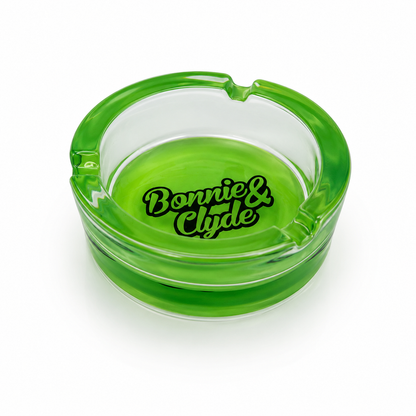 Bonnie & Clyde Glas-Aschenbecher Grün | Dickes Glas 8,5 cm
