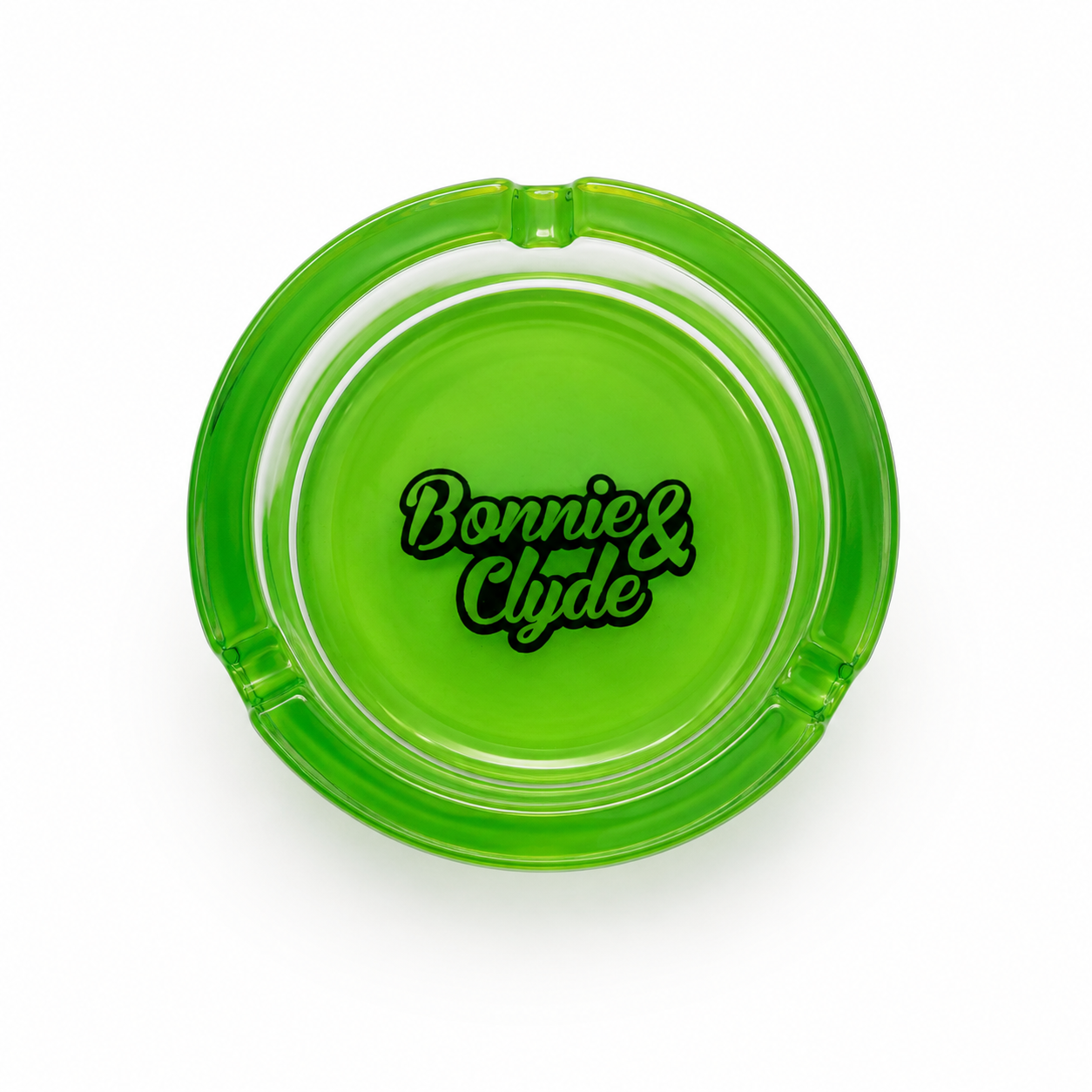 Bonnie & Clyde Glas-Aschenbecher Grün | Dickes Glas 8,5 cm
