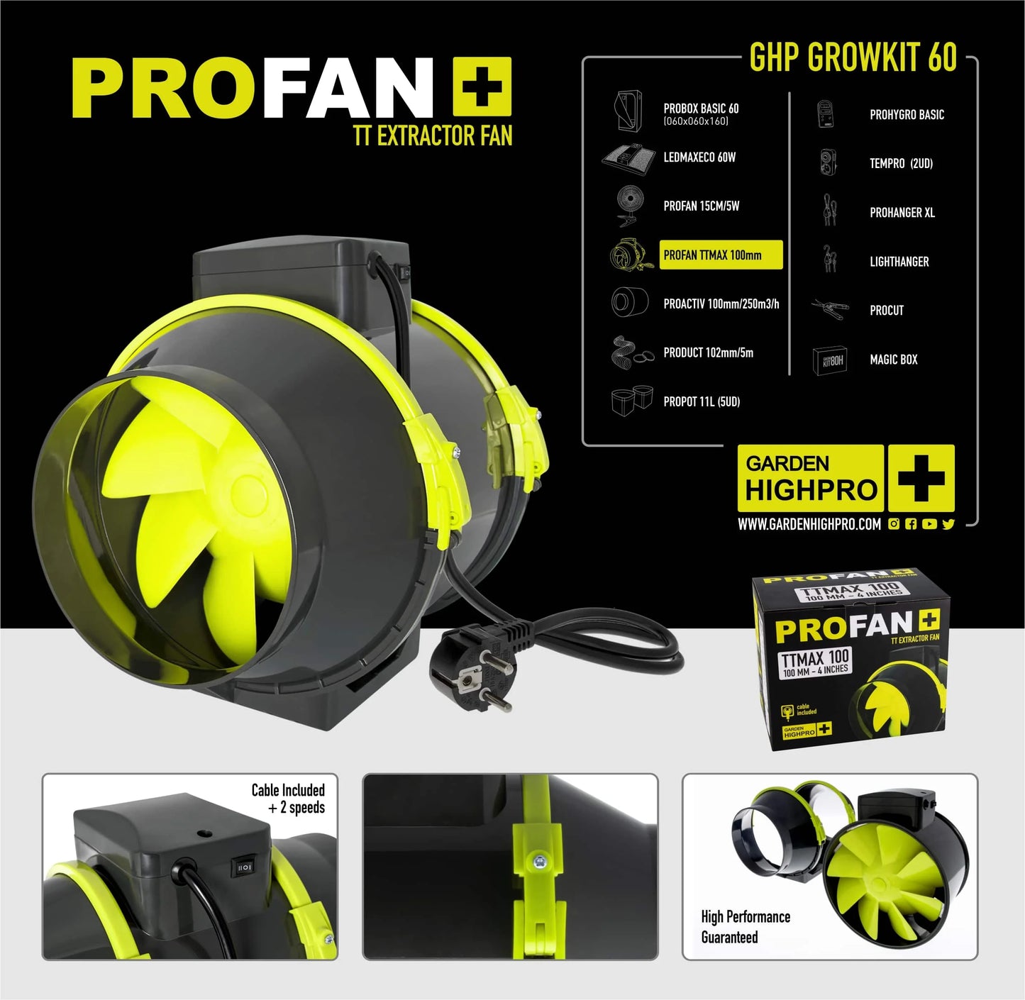 Garden High Pro Grow Kit 60 – 60x60cm, kompakt, Komplettset, platzsparend