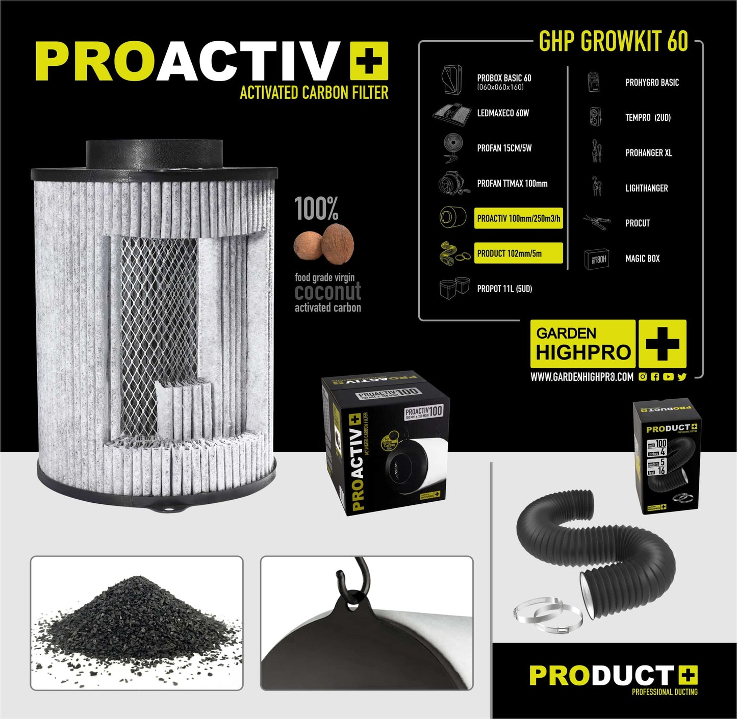 Garden High Pro Grow Kit 60 – 60x60cm, kompakt, Komplettset, platzsparend