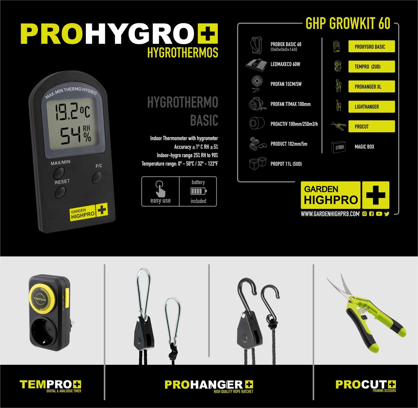 Garden High Pro Grow Kit 60 – 60x60cm, kompakt, Komplettset, platzsparend