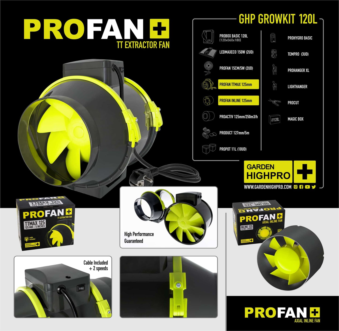 Garden High Pro Grow Kit 120 – 120x120cm, 12 Pflanzen, Komplettset