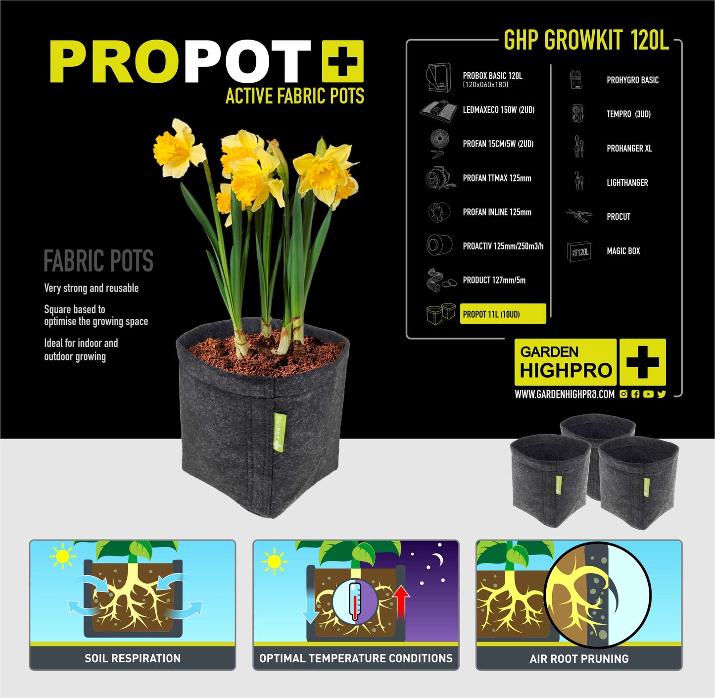 Garden High Pro Grow Kit 120 – 120x120cm, 12 Pflanzen, Komplettset