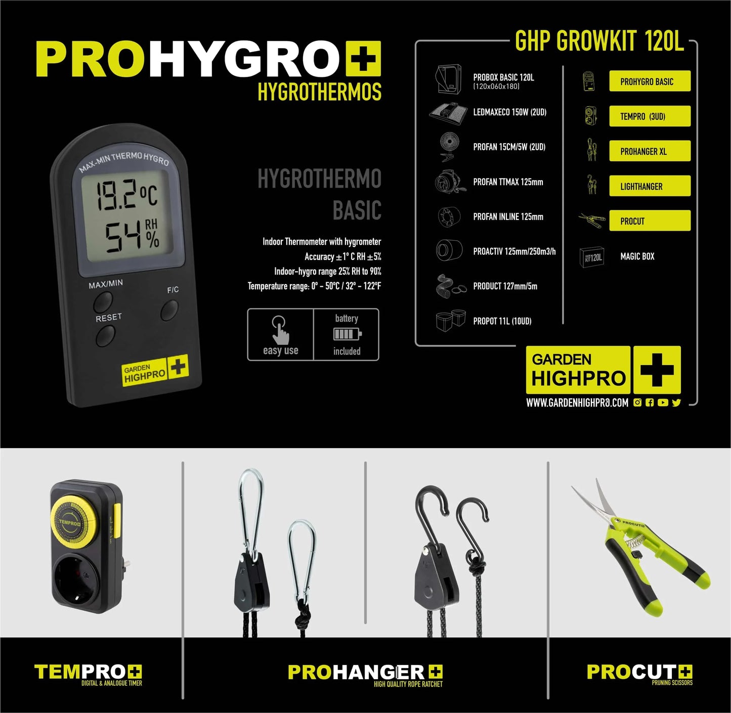 Garden High Pro Grow Kit 120 – 120x120cm, 12 Pflanzen, Komplettset