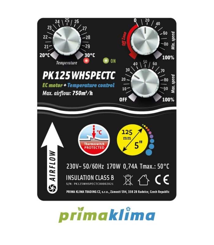 PrimaKlima WhisperBlower PK125WHSPEC-TC – Leiser Rohrventilator 125mm 800m³/h