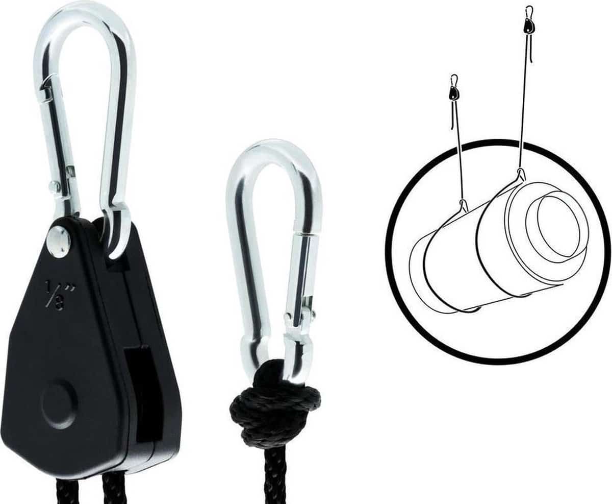 Rope Ratchet Karabiner Aufhängung bis 48 kg – Für Indoor Grow Lampen & Filter