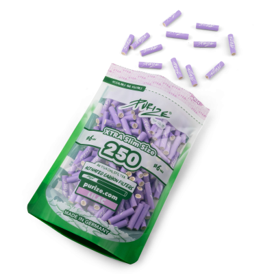 PURIZE® XTRA Slim Size Aktivkohlefilter – 250er Pack Lilac